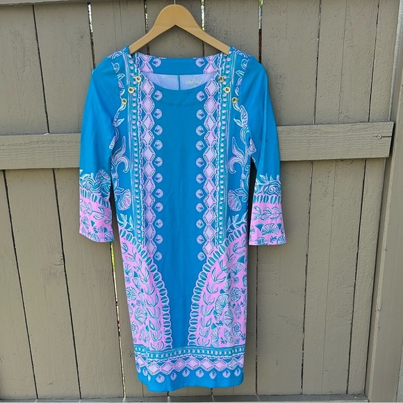 NWT Lily Pulitzer Tana Dress UPF 50 T Shirt Dress Vacation Beach Cruise Coastal - Picture 1 of 10